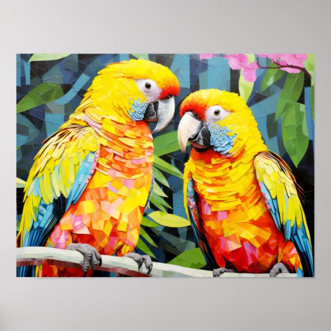 Pintura de arte de pájaro animal loro (Frente)