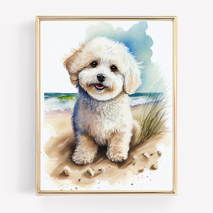 Pintura de arte de perro de Bichon Frise