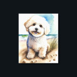 Pintura de arte de perro de Bichon Frise<br><div class="desc">Perro dulce Bichon Frise en las obras de arte de la playa a acuarela.</div>