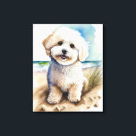 Pintura de arte de perro de Bichon Frise<br><div class="desc">Perro dulce Bichon Frise en las obras de arte de la playa a acuarela.</div>