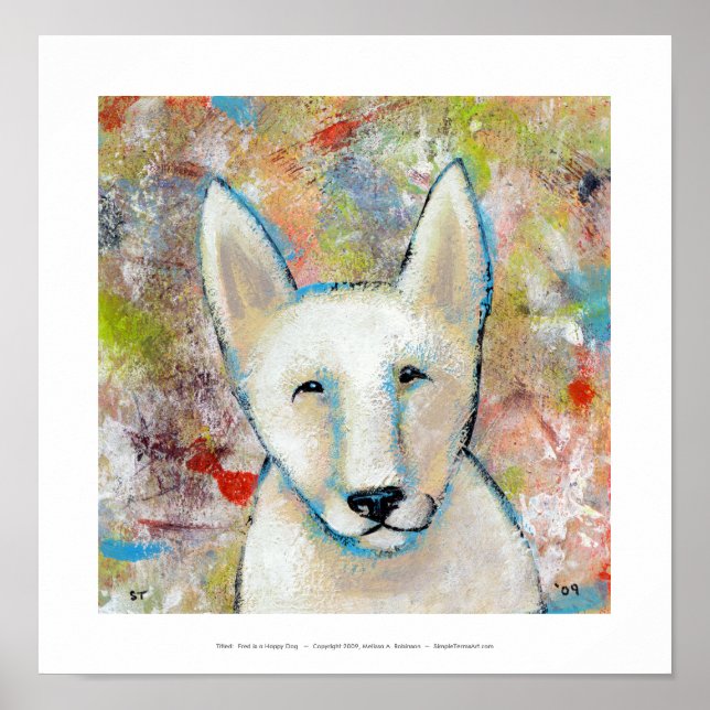 Pintura de arte de perro feliz - pastor Fred diver (Frente)