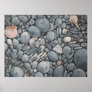 Pintura de arte de piedras de playa conchas guijar