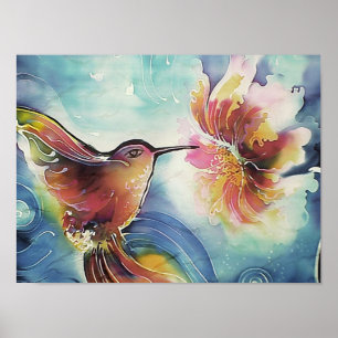 Pintura de arte de seda de flores y pájaros