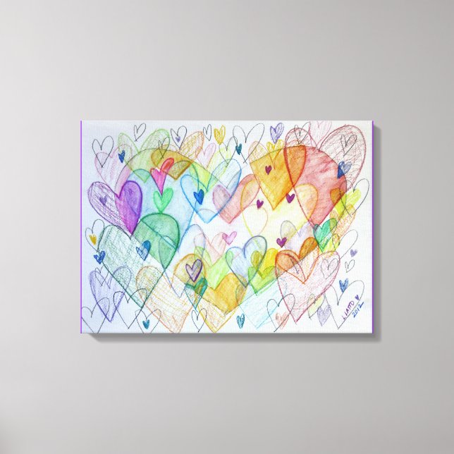 Pintura de arte de tela de los corazones de la com (Anverso)