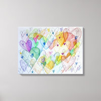 Pintura de arte de tela de los corazones de la com