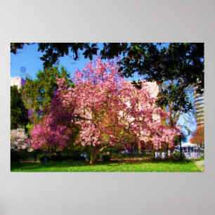 Pintura de Arte Digital del Árbol de Magnolia