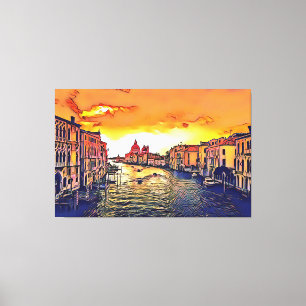 Pintura de arte digital del Gran Canal de Venecia 