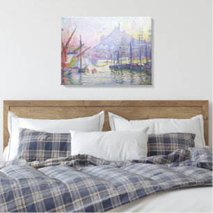 Pintura de arte fino puerto barcos de vela amanece