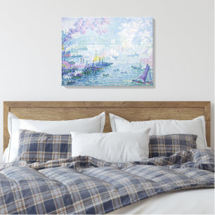 Pintura de Arte Fino Puerto Marítimo Puentes Azul