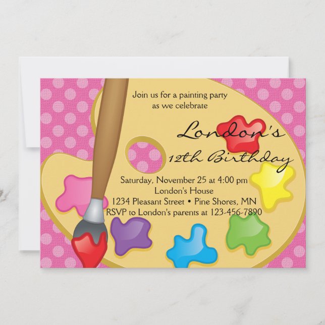 Pintura de arte Invitaciones a cumpleaños rosado (Anverso)