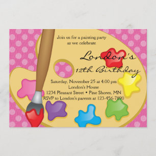 Pintura de arte Invitaciones a cumpleaños rosado