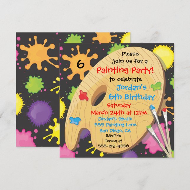 Pintura de arte Invitaciones a fiesta de cumpleaño (Anverso / Reverso)