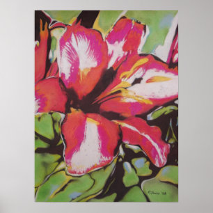 Pintura de arte moderno con flores de Lirio Rojo