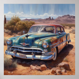 Pintura de arte personalizada de sedán de desierto