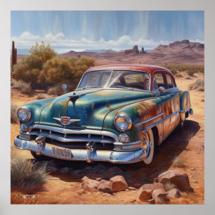 Pintura de arte personalizada de sedán de desierto