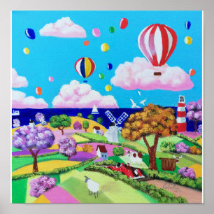 Pintura de arte popular - playa feliz