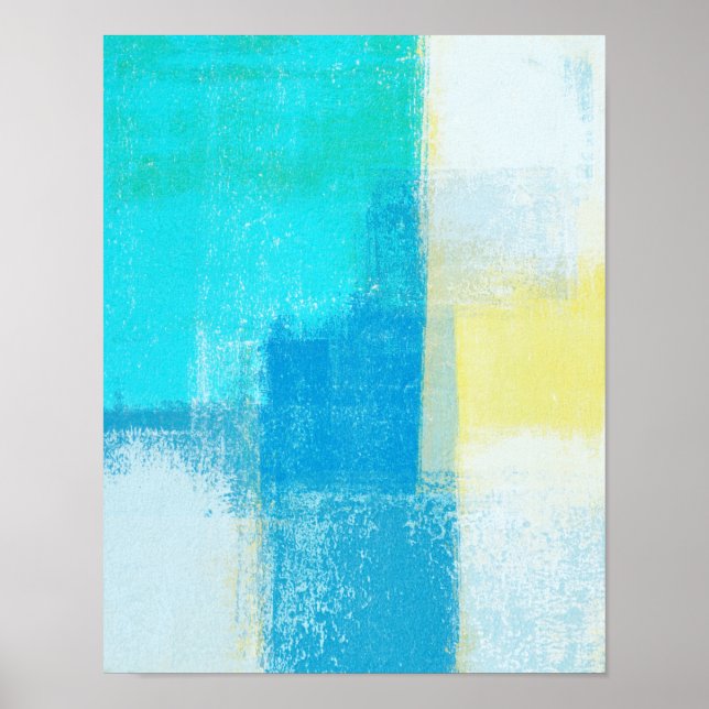 Pintura de arte "profunda" turquesa abstracta (Frente)
