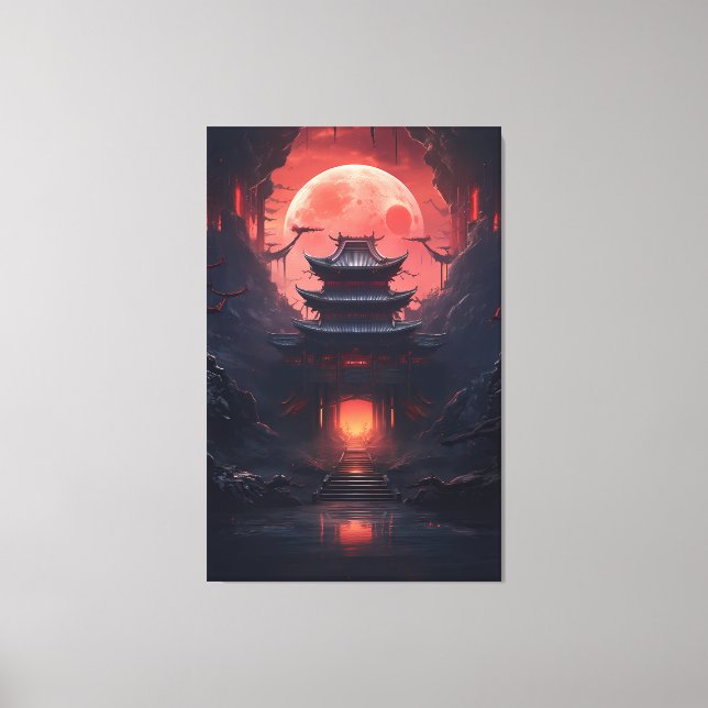 Pintura de arte Yin y Yang Bridge y Temple (Anverso)