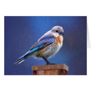 Pintura de ave azul (hembra) - Arte original de av