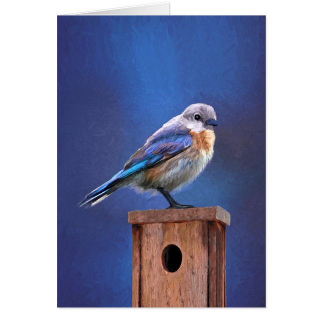 Pintura de ave azul (hembra) - Arte original de av (Frente)