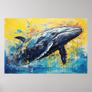 Pintura de ballenas de arte moderno