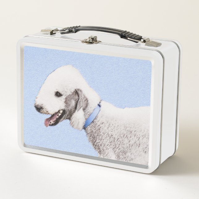 Pintura de Bedlington Terrier - Original Perro Art (Anverso)