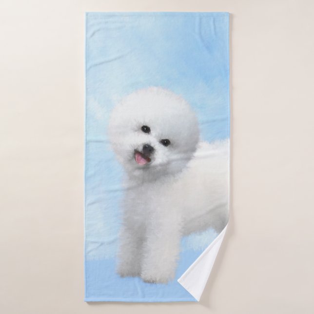 Pintura de Bichon Frise - Arte de Perro Original. (Toalla de baño)