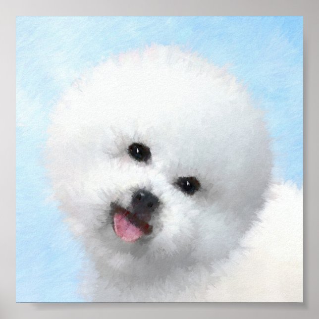 Pintura de Bichon Frise - Arte de Perro Original. (Frente)