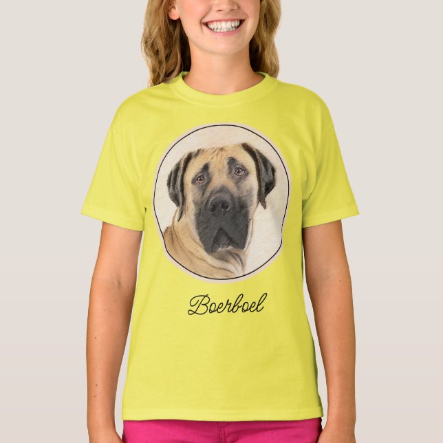 Pintura de Boerboel - Corta Camiseta de Arte de Pe (Anverso)
