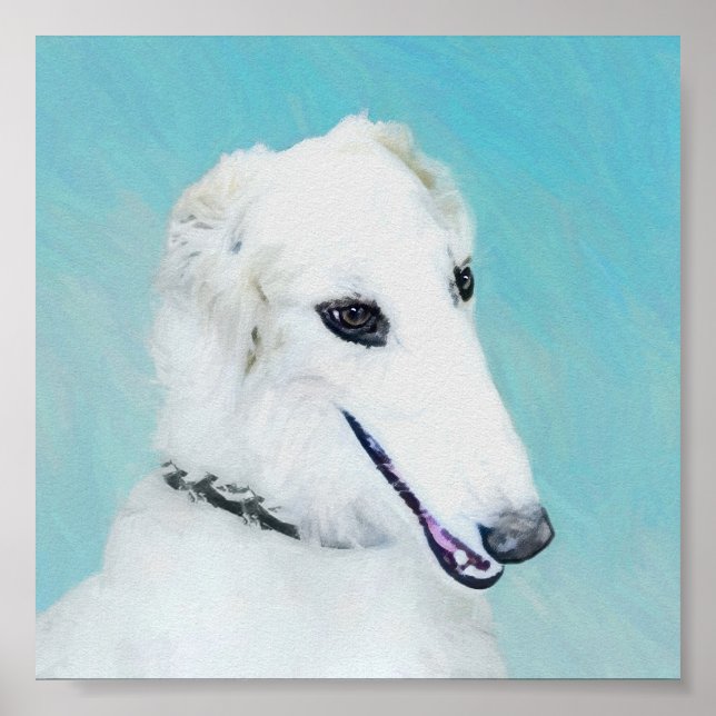 Pintura de Borzoi (blanco) - Arte de perro origina (Frente)