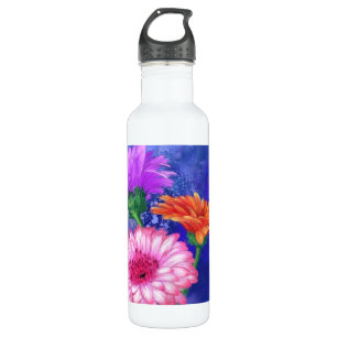 Pintura de botella de agua de Gerberas de tres col