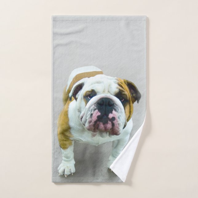 Pintura de Bulldog: adorable arte original del per (Toalla de mano)