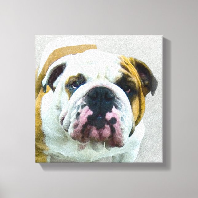 Pintura de bulldog - Arte de perros original y lin (Anverso)