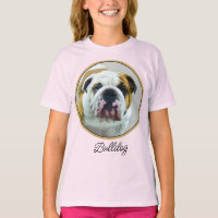 Pintura de bulldog - Corta camiseta de arte de per