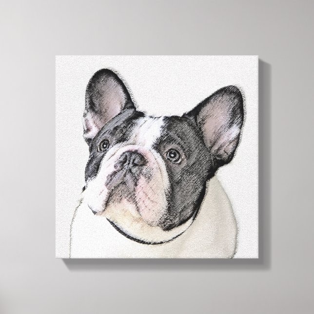 Pintura de Bulldog francés (Brindle Pied) - Arte d (Anverso)