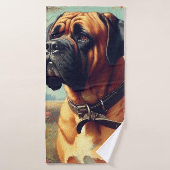 Pintura de bullmastiff vintage (Toalla de baño)