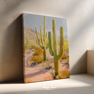 Pintura de Cactus del Desierto, Arte de Pared del