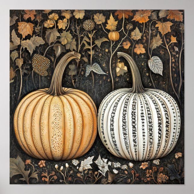 Pintura de calabaza otoño poster decoración de par (Frente)
