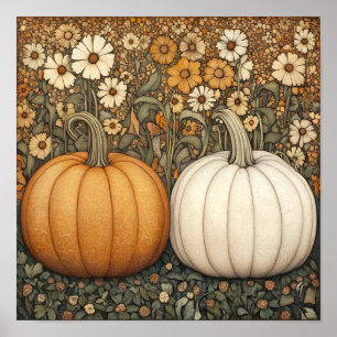 Pintura de calabaza otoño poster decoración de par