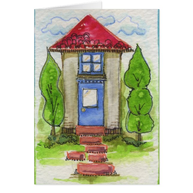Pintura de casa colorida de la acuarela (Frente)