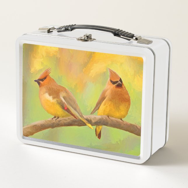 Pintura de cedro Waxwing - Arte de perro original  (Anverso)