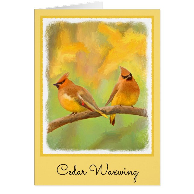 Pintura de cedro Waxwing - Arte de perro original  (Frente)