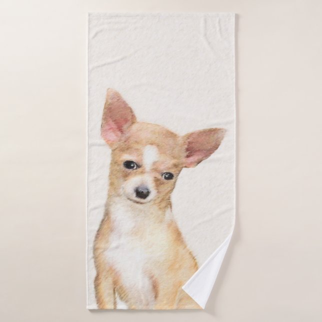 Pintura de Chihuahua - Arte de perro original cura (Toalla de baño)