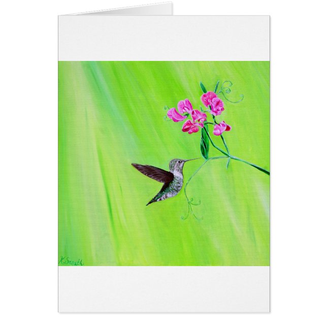 Pintura de colibrí y guisantes dulces (Frente)