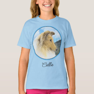 Pintura de Collie en Montañas (Áspero) - Camiseta