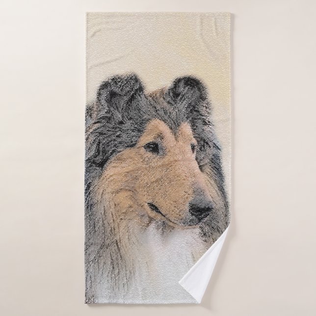 Pintura de Collie (Rough) - Arte de Perro Original (Toalla de baño)
