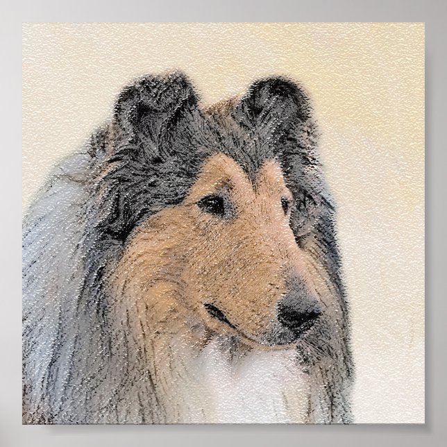 Pintura de Collie (Rough) - Arte de Perro Original (Frente)