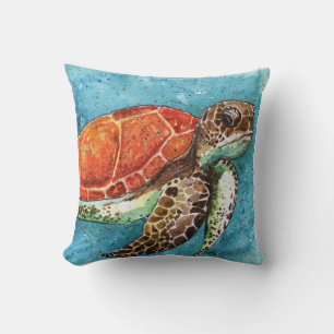 Pintura de color de agua - almohada de tortuga mar