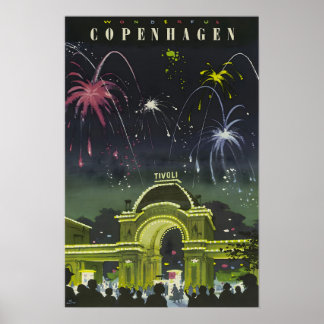 Pintura de Copenhague Póster de viaje de Dinamarca