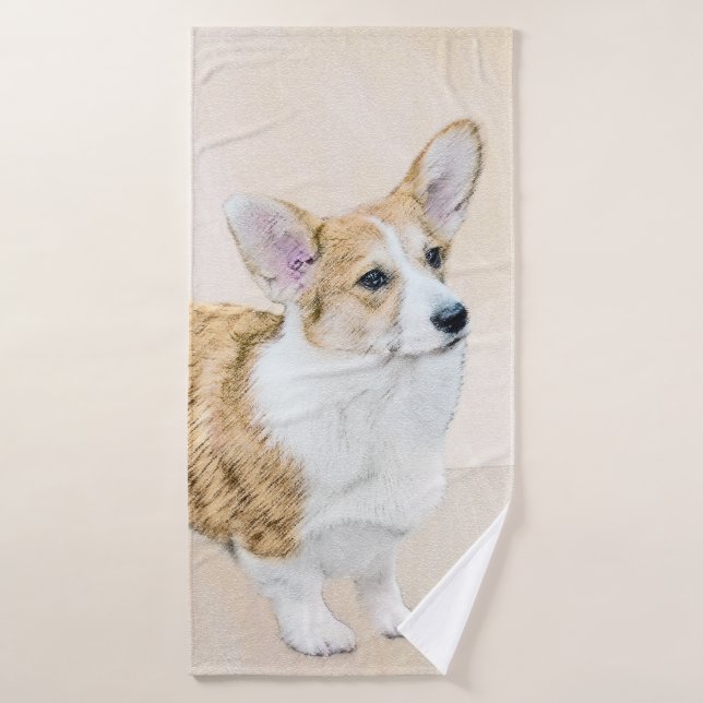 Pintura de Corgi galés Pembroke - Arte Perro Origi (Toalla de baño)